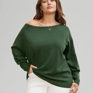 BloomChic Off-the-Shoulder Green Sweater